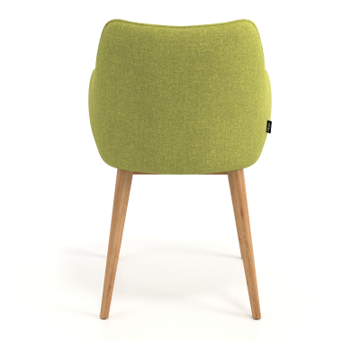 sedia scandinava verde piedi in legno tessuto braccioli imbottiti 6