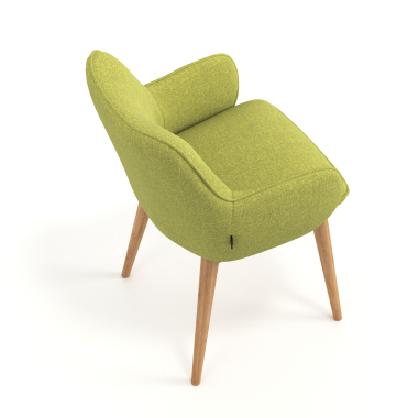 sedia scandinava verde piedi in legno tessuto braccioli imbottiti 7