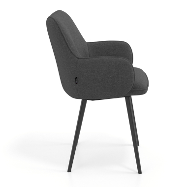 sedia ospite ufficio nero antracite 4 gambe tessuto braccioli imbottiti 3