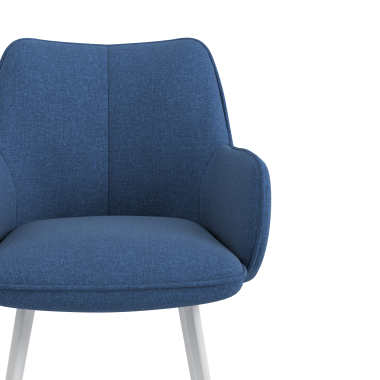 sedia ospite ufficio bianco blu 4 gambe tessuto braccioli imbottiti 5