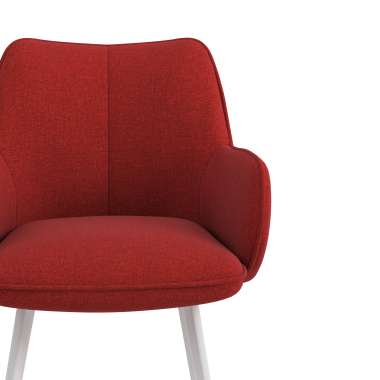 sedia ospite ufficio bianco rosso 4 gambe tessuto braccioli imbottiti 5