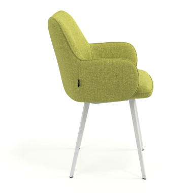 sedia ospite ufficio bianco verde 4 gambe tessuto braccioli imbottiti 3