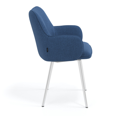 sedia ospite ufficio cromato blu 4 gambe tessuto braccioli imbottiti 3