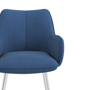 sedia ospite ufficio cromato blu 4 gambe tessuto braccioli imbottiti 5