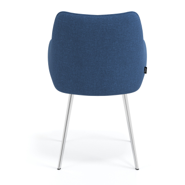 sedia ospite ufficio cromato blu 4 gambe tessuto braccioli imbottiti 6