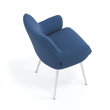 sedia ospite ufficio cromato blu 4 gambe tessuto braccioli imbottiti 7