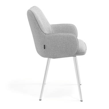 sedia ospite ufficio cromato grigio 4 gambe tessuto braccioli imbottiti 3
