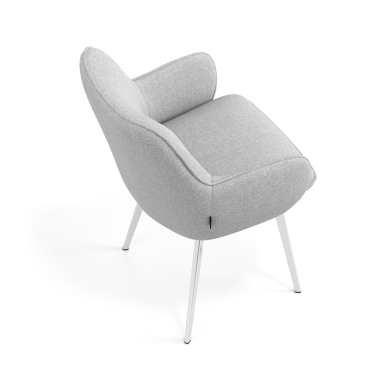 sedia ospite ufficio cromato grigio 4 gambe tessuto braccioli imbottiti 7