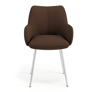 sedia ospite ufficio cromato marrone 4 gambe tessuto braccioli imbottiti 4
