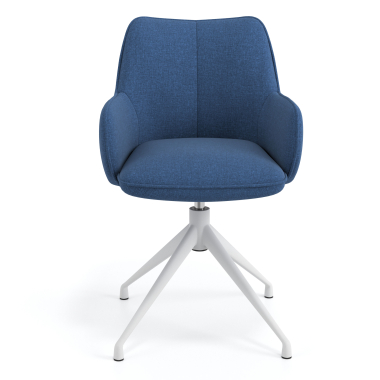 sedia sala riunione bianco blu girevole tessuto braccioli imbottiti 4