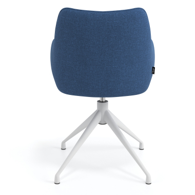 sedia sala riunione bianco blu girevole tessuto braccioli imbottiti 6