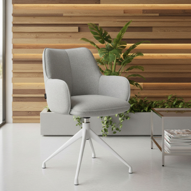 sedia sala riunione bianco grigio girevole tessuto braccioli imbottiti 2