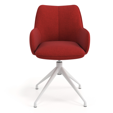 sedia sala riunione bianco rosso girevole tessuto braccioli imbottiti 4