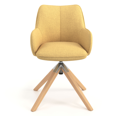 sedia sala riunione giallo girevole legno tessuto braccioli imbottiti 4
