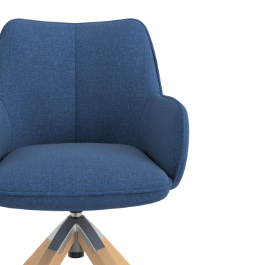 sedia sala riunione blu girevole legno tessuto braccioli imbottiti 5