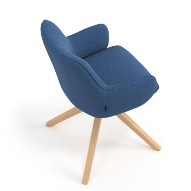 sedia sala riunione blu girevole legno tessuto braccioli imbottiti 7