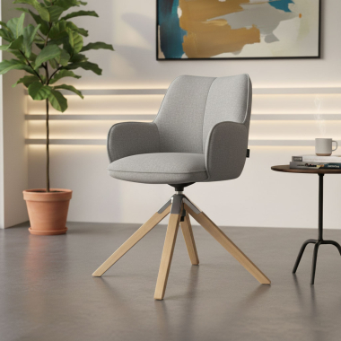 sedia sala riunione grigio girevole legno tessuto braccioli imbottiti 2