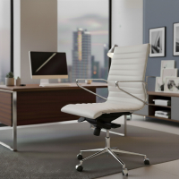 Poltrona Ufficio design Cagliari, schienale basso, pelle naturale
