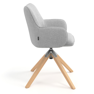 sedia sala riunione grigio girevole legno tessuto braccioli imbottiti 3