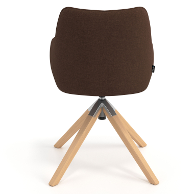 sedia sala riunione marrone girevole legno tessuto braccioli imbottiti 6