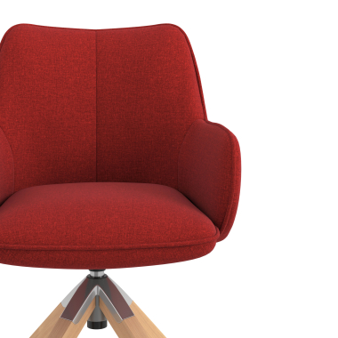 sedia sala riunione rosso girevole legno tessuto braccioli imbottiti 5