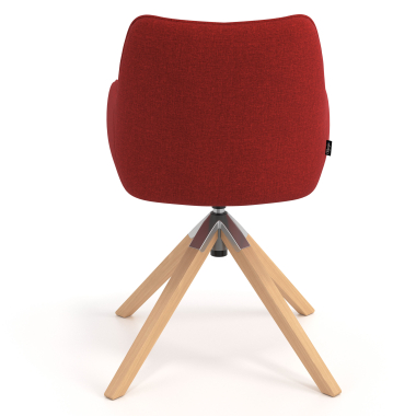 sedia sala riunione rosso girevole legno tessuto braccioli imbottiti 6
