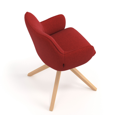 sedia sala riunione rosso girevole legno tessuto braccioli imbottiti 7