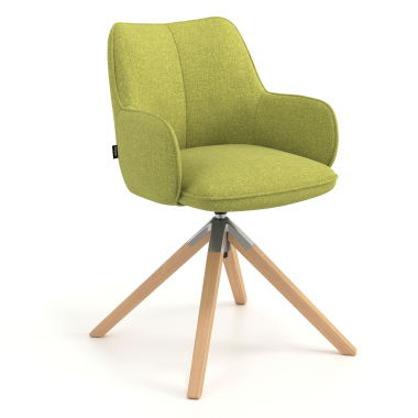 sedia sala riunione verde girevole legno tessuto braccioli imbottiti 1