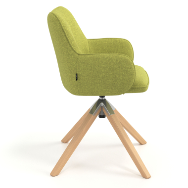 sedia sala riunione verde girevole legno tessuto braccioli imbottiti 3