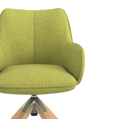 sedia sala riunione verde girevole legno tessuto braccioli imbottiti 5
