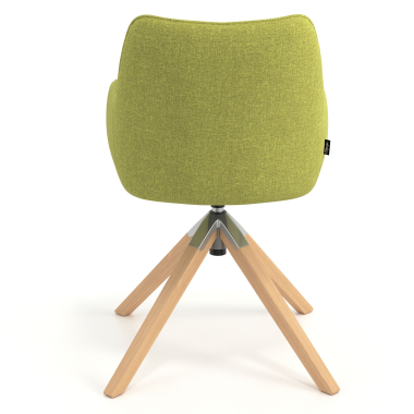 sedia sala riunione verde girevole legno tessuto braccioli imbottiti 6