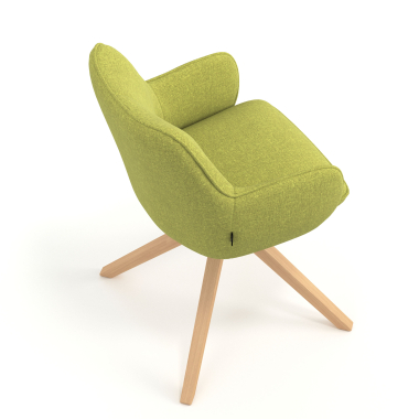 sedia sala riunione verde girevole legno tessuto braccioli imbottiti 7