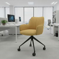 Sedia riunioni con ruote Nora, base in alluminio