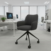 Sedia riunioni con ruote Nora, base in alluminio