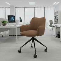 Sedia riunioni con ruote Nora, base in alluminio