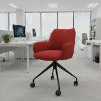 Sedia riunioni con ruote Nora, base in alluminio