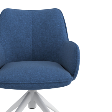 sedia sala riunione bianco blu girevole con ruote tessuto braccioli imbottiti 5
