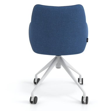 sedia sala riunione bianco blu girevole con ruote tessuto braccioli imbottiti 6