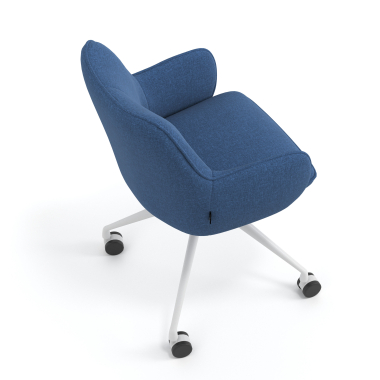 sedia sala riunione bianco blu girevole con ruote tessuto braccioli imbottiti 7