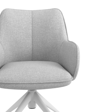 sedia sala riunione bianco grigio girevole con ruote tessuto braccioli imbottiti 5