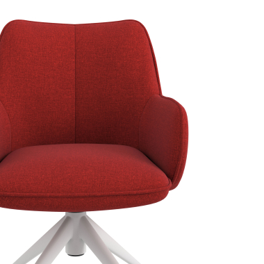 sedia sala riunione bianco rosso girevole con ruote tessuto braccioli imbottiti 5