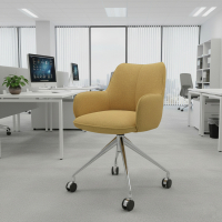 Sedia riunioni con ruote Nora, base in alluminio