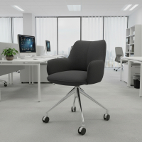 Sedia riunioni con ruote Nora, base in alluminio