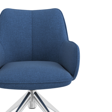 sedia sala riunione cromato blu girevole con ruote tessuto braccioli imbottiti 5