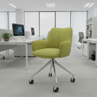 Sedia riunioni con ruote Nora, base in alluminio