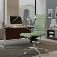 Sedia da ufficio Design Cagliari, struttura bianca, schienale basso, ecopelle