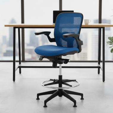 sgabello ergonomico blu sgabello da ufficio rete transpirante braccioli fissi 2