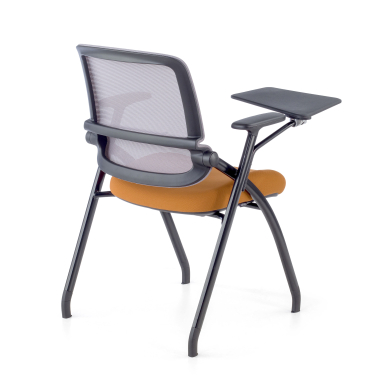sedia con ribaltina arancione con pala di scrittura rete transpirante braccioli mobili 8