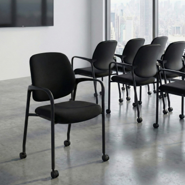 sedia da conferenza nero con bracci tessuto braccioli fissi 2