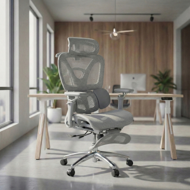 sedia ergonomica grigio sense ultra rete transpirante braccioli regolabili 4d supporto lombare poggiatesta poggiapiedi estensibile 2